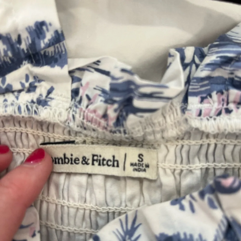 Abercrombie & Fitch Smocked Floral Blue, White, and Pink Maxi Dress